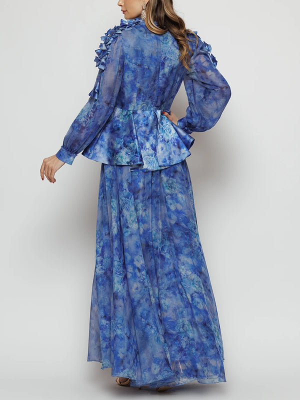 3D Temperament Chiffon Printing Women's Dress