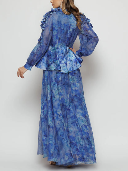 3D Temperament Chiffon Printing Women's Dress