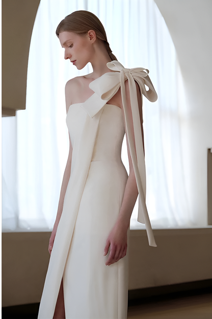 loveedsTM-Elegant banquet sexy slit one-shoulder white evening dress