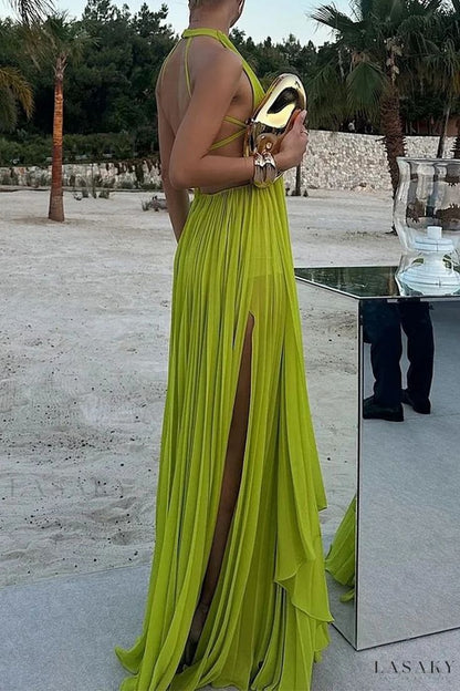 Elegant Wedding Guest Outfit A line Green Chiffon Prom Dresses Wedding Guest Dresses Graduation Dresses DP726