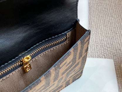 Fendi Mini Baguette Brown Fabric Bag