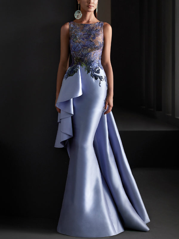 Round Neck Lace Sleeveless Panel Dress