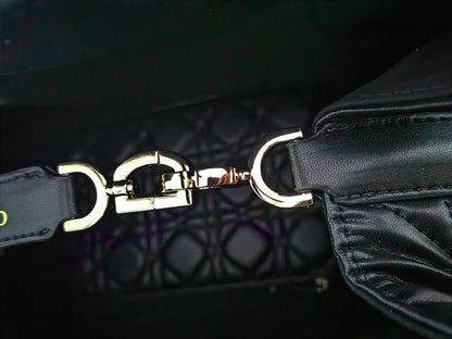 Medium Dior Toujours Bag Black Macrocannage Calfskin