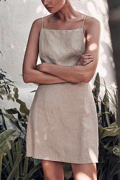 loveedsTM- Minimalism Linen Slip Mini Dress
