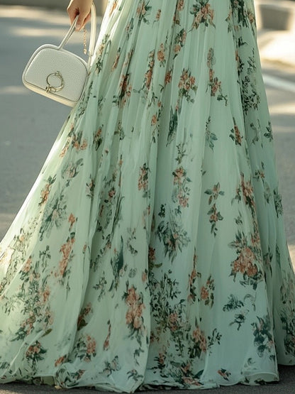 Temperament Chiffon Halterneck Print Women's Dress