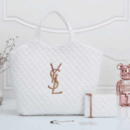 Saint Laurent ICARE maxi shopping bag in quilted nubuck suede