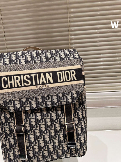 BALO Dior Backpack Blue Dior Oblique Embroidery