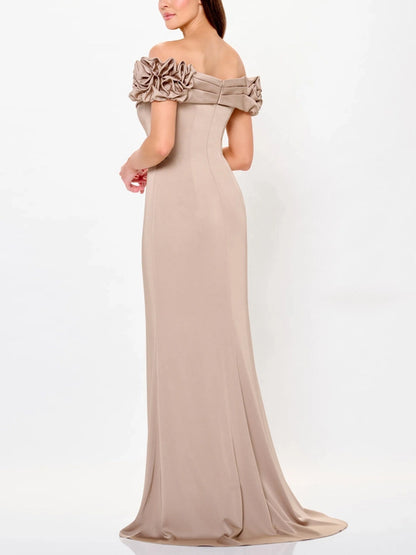 Off-the-shoulder Solid Color Maxi Dress