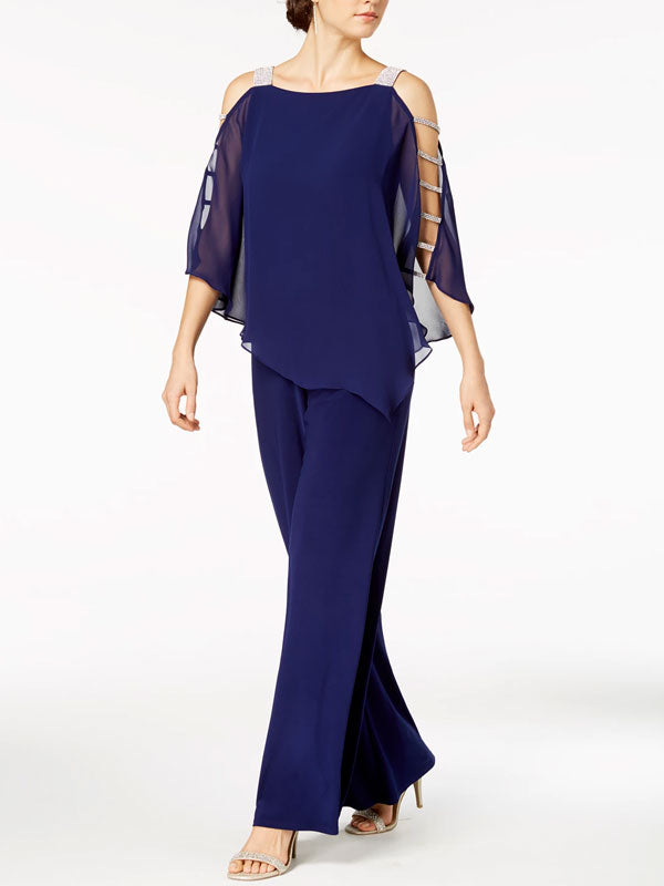 Cozy mesh temperament evening ladies chiffon suit