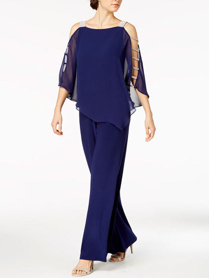 Cozy mesh temperament evening ladies chiffon suit