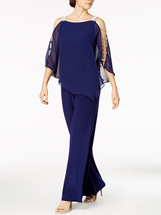 Cozy mesh temperament evening ladies chiffon suit