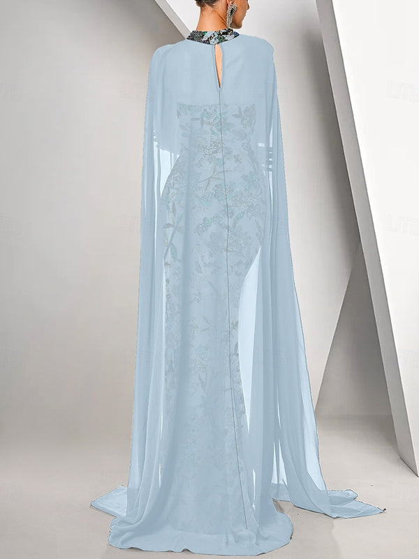 Cape Mermaid/Flare Evening Dress