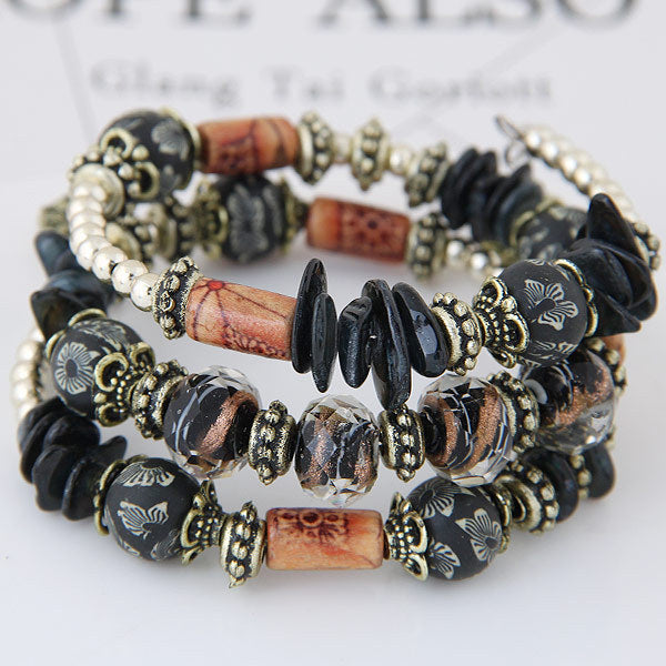 Multi-layer colorful stone shell bracelet