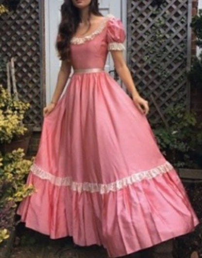 Pink Elegant Exquisite Lace Long Chiffon Ball Gown Evening Dress Wedding Guest/Birthday/Garden Party Dress gh4130