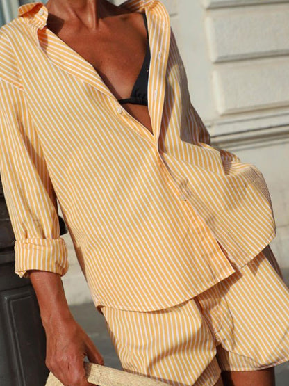 Striped Shirt Temperament Ladies Suits