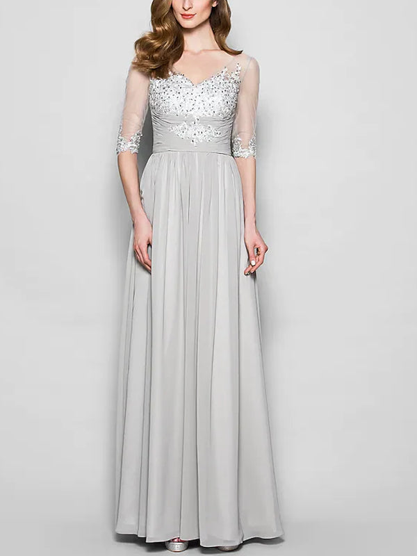 V-neck Solid Color Maxi Dress