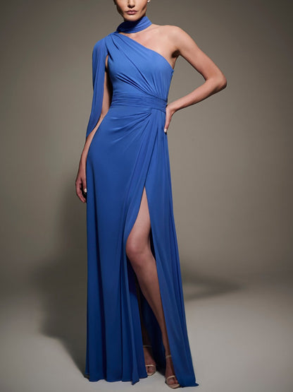 Off-shoulder Solid Color Maxi Dress