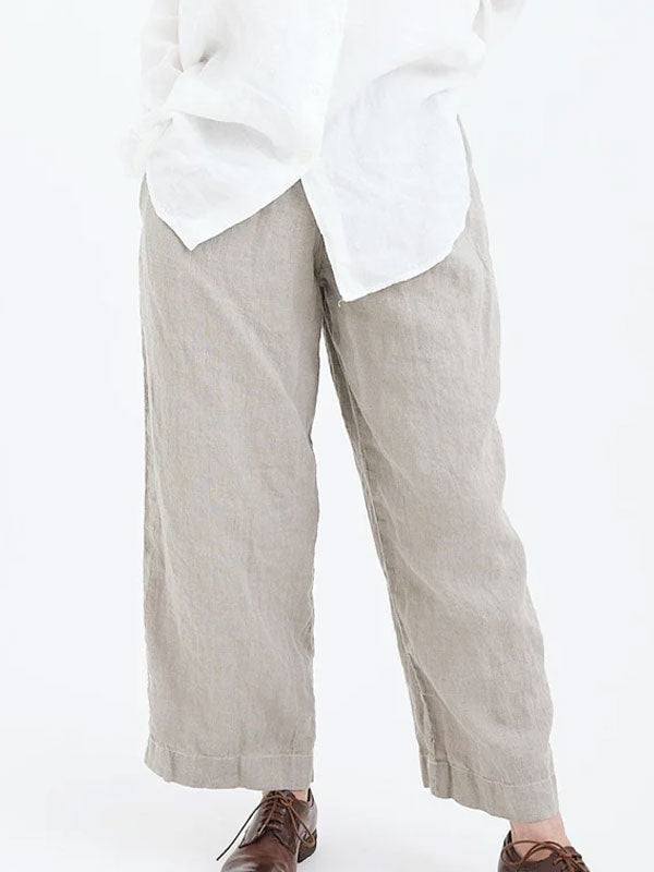 Elastic Waist Cotton and Linen Women's Pants