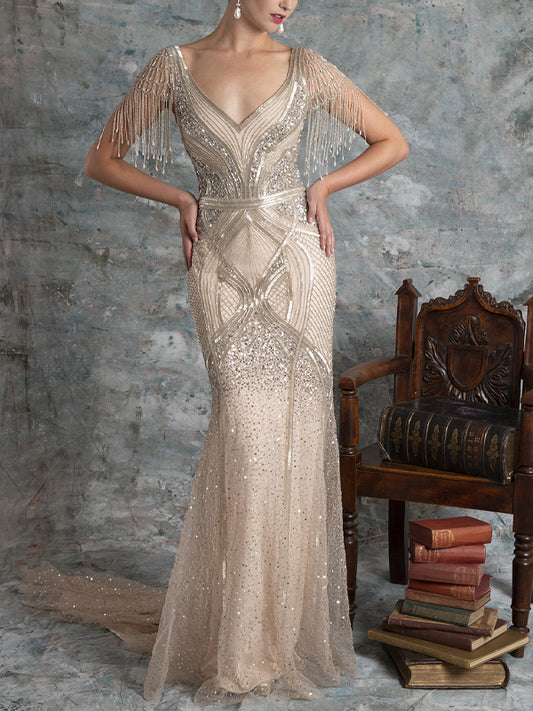 Sequin Tassel Maxi Dress