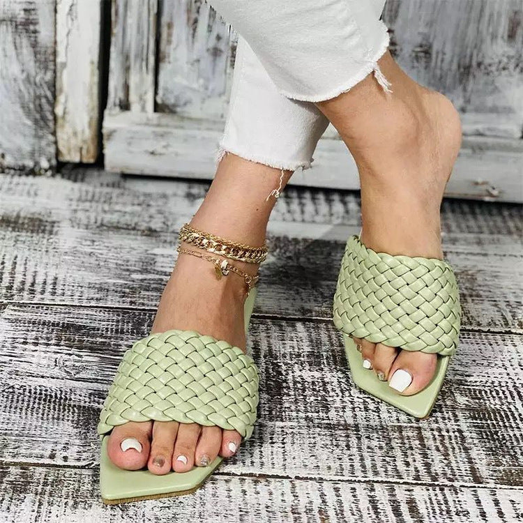 Women's Slippers with Square Toe Woven