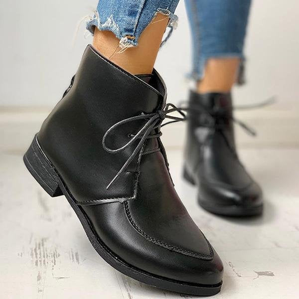 Women's leather boots with front lace-up Martin boots