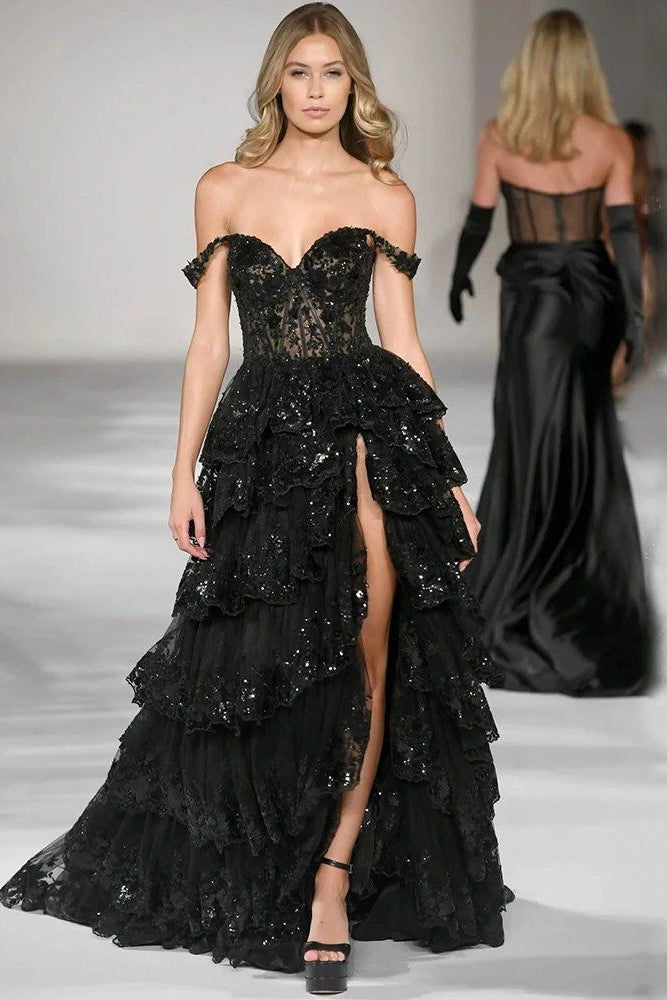 loveedsTM-French black satin banquet slim temperament small evening dress