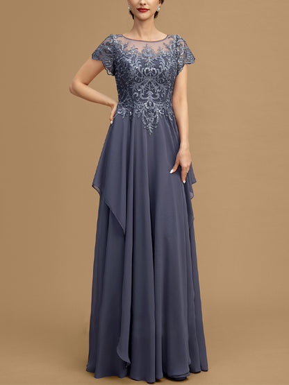 Lace Mesh Short Sleeve Maxi Dress