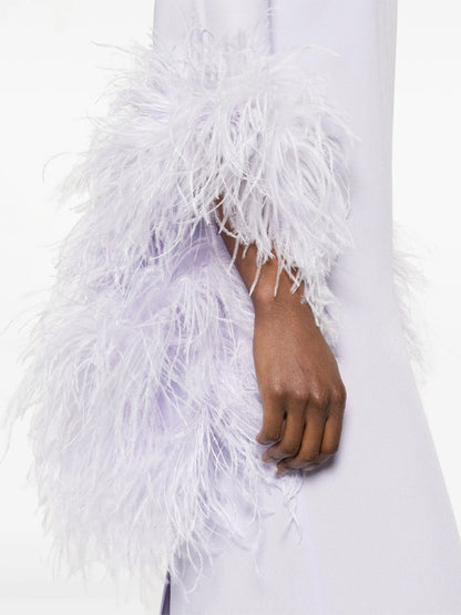 Solid Color Feathers Midi Dress