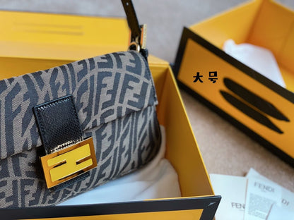 Fendi Women Baguette 1997 Brown Jacquard FF Vertigo Bag