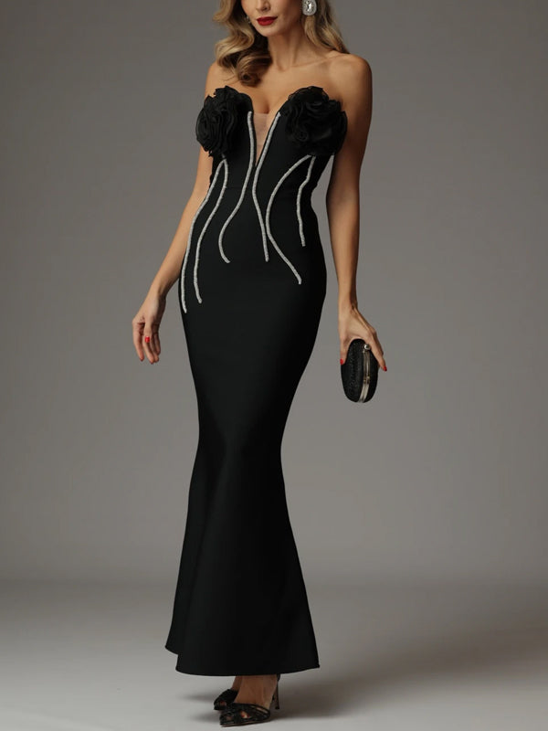 Solid Color Tube Top Maxi Dress