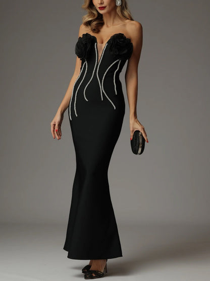 Solid Color Tube Top Maxi Dress