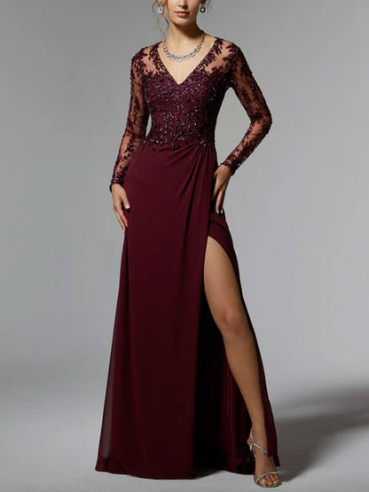 Chiffon Splicing Sequins Temperament Women's Dress