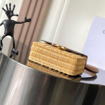 CELINE TEEN GARANCE BAG IN WICKER AND NATURAL CALFSKIN
