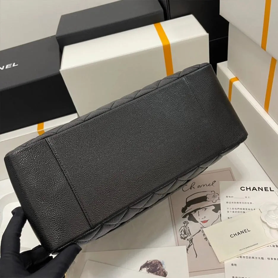 CHANEL CAVIAR QUILTED GRAND SHOPPING TOTE GST BLACK