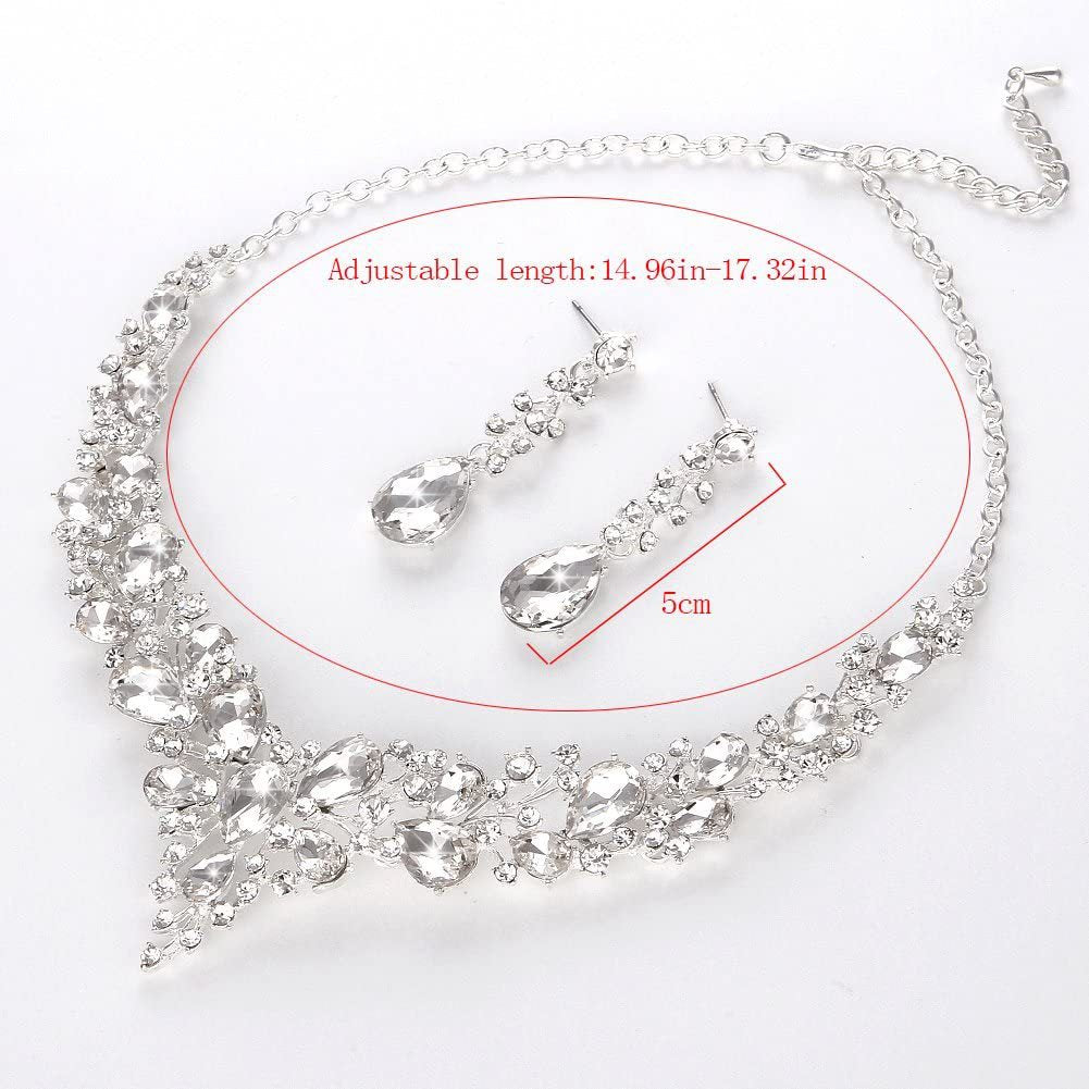 Rhinestone Crystal Necklace and Earrings Set