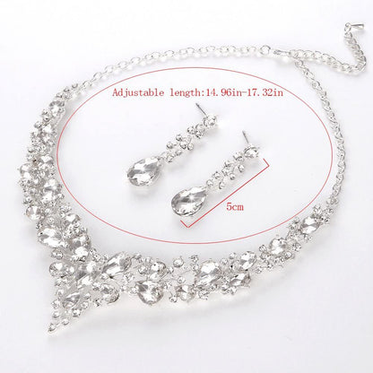 Rhinestone Crystal Necklace and Earrings Set