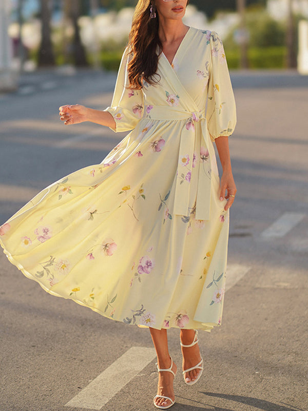 Simple Clear Print Wrap Women's Dress