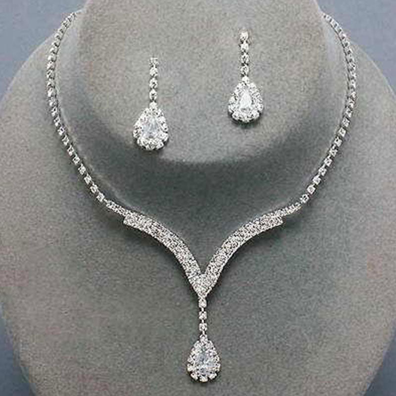 Simple Drop Pendant Necklace and Earrings Set