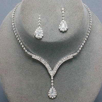 Simple Drop Pendant Necklace and Earrings Set