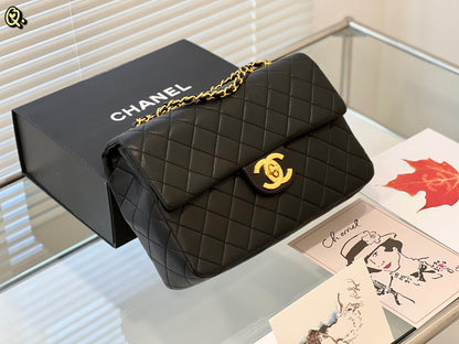 Chanel Classic Flap Bag Medium Black Gold