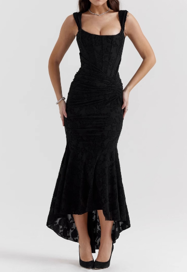 loveedsTM-New sexy and fashionable one-line collar bandeau fishbone hip-hugging fishtail long skirt