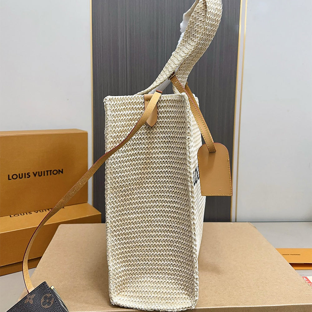 LV Louis Vuitton Raffia Tote Bag NOE PURSE 40x33cm