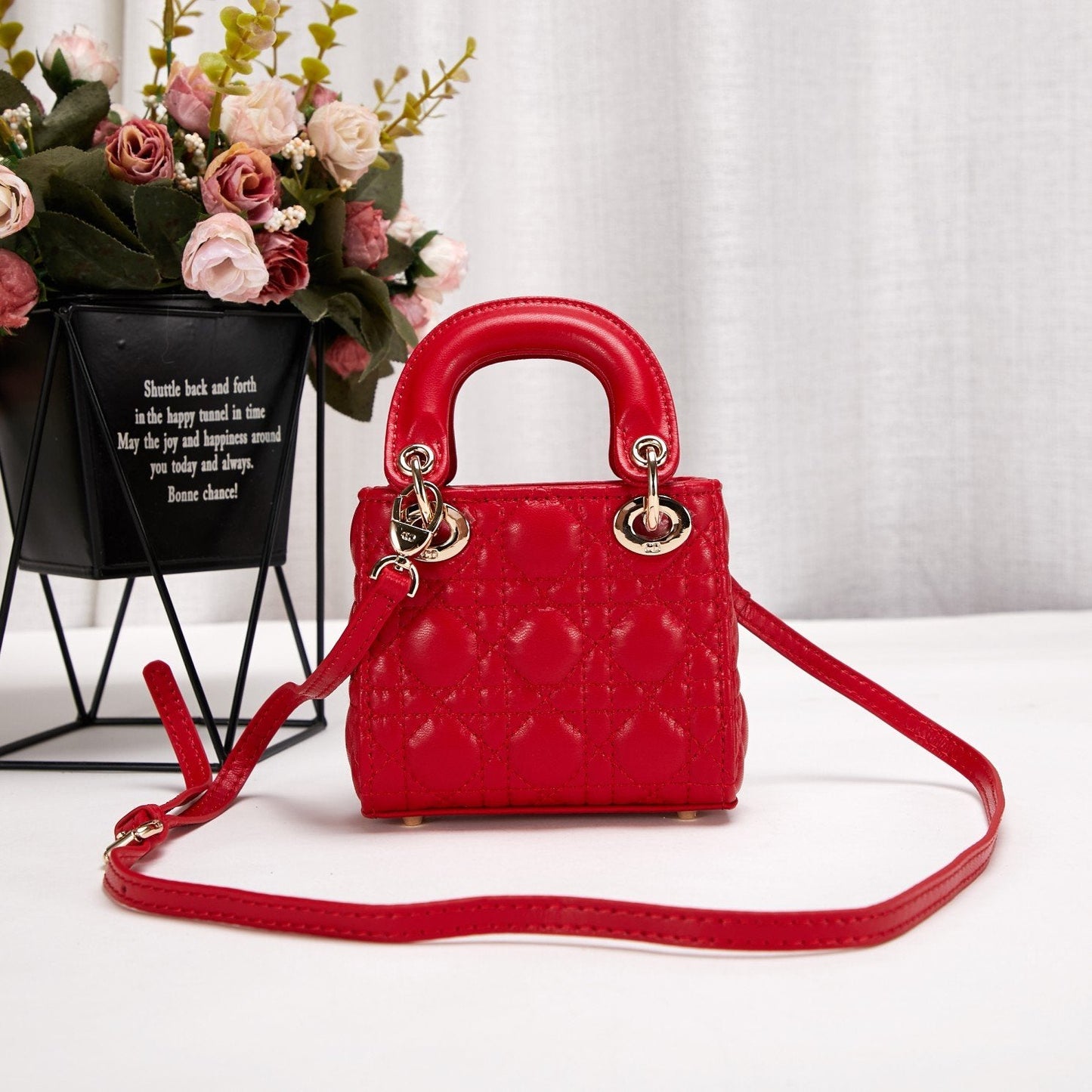 Dior Micro Lady Dior Cannage Heart Red