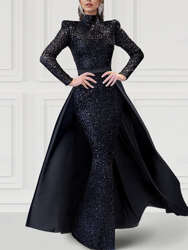 Removable Satin Glitter Sequins Women's Gown