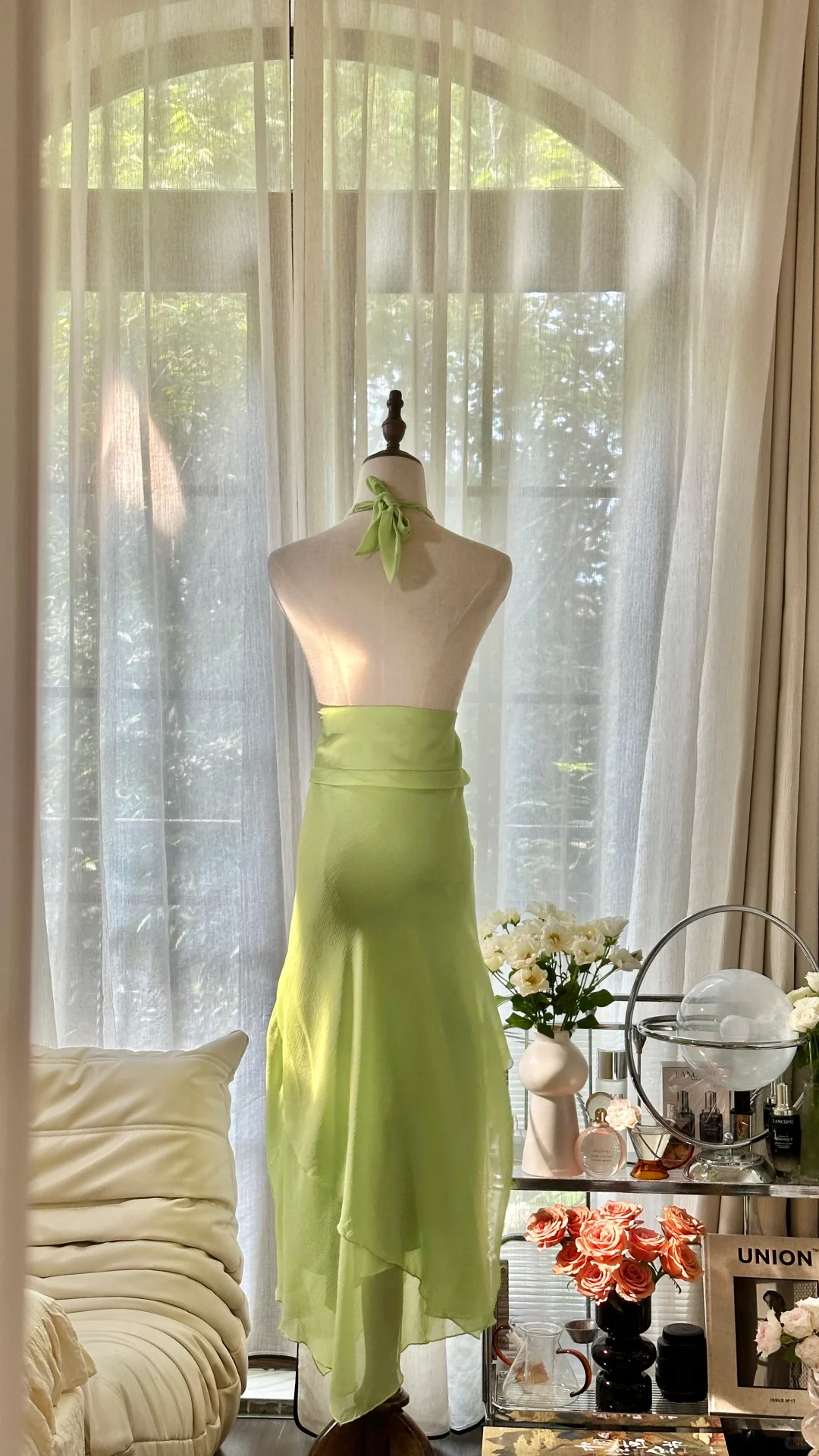 Light Green Shiny Fashion Elegant Exquisite Beading Long Chiffon Fairy Ball Gown Evening Dress Birthday/Wedding Guest/Holiday Party Dress Prom Dress Valentine's Day Date Dress gh4038