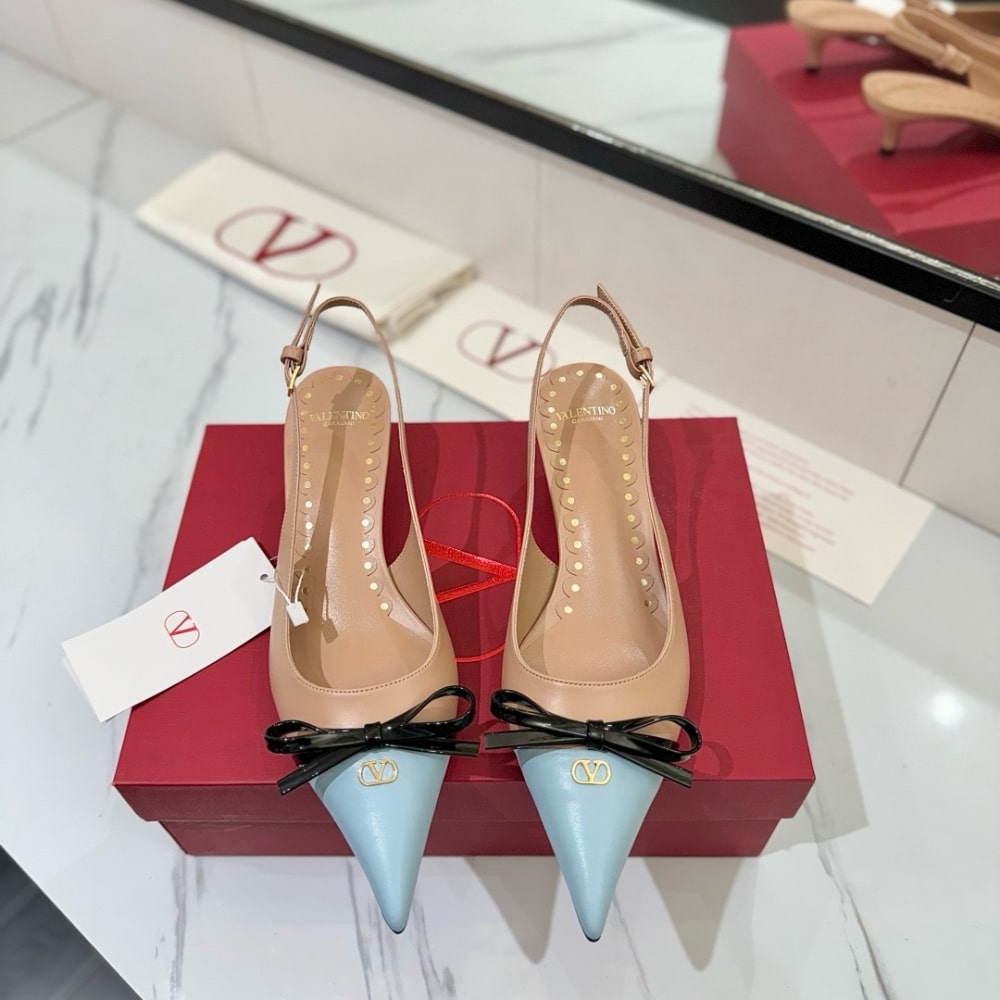 VALENTINO BEPOINTY SLINGBACK PUMPS BEIGE AND BLUE 6W2S0LL3YEA CVK