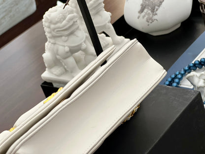 Chanel Mini Flap Bag Calfskin & Gold-Tone Metal White