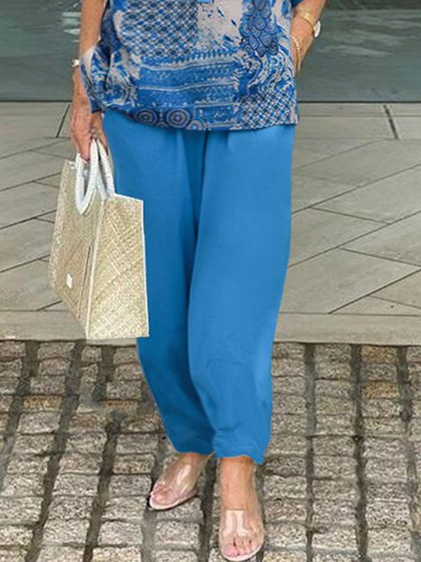 Ladies Exquisite Printed Top And Trousers Two-Piece Set