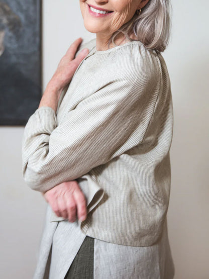 Small Cardigan Cropped Linen Jacket