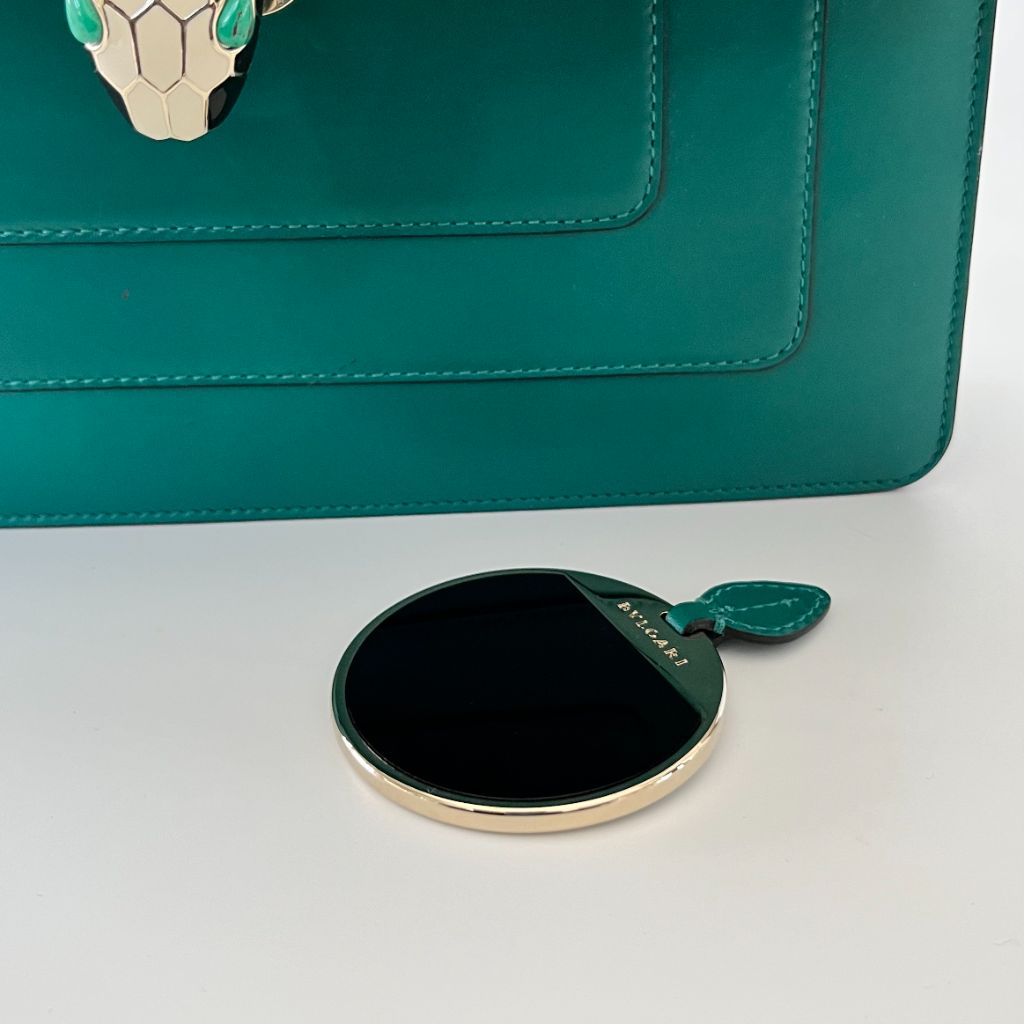 Bvlgari Emerald Green Leather Medium Serpenti Forever Shoulder Bag